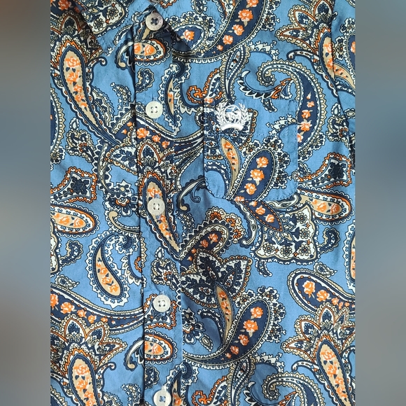 Cinch Pendleton Round-Up LS Blue /White / Orange Paisley LS Shirt,Sz 6-12M - Picture 3 of 5
